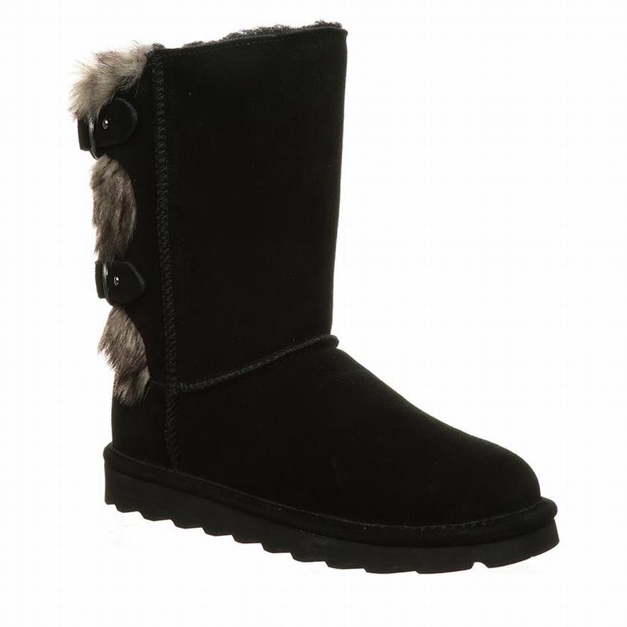 Bearpaw Eloise Wide Short Boots UK - Women's Boots Black ||YZMXTV-096||